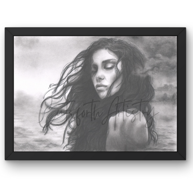 Dramatic high contrast charcoal seascape titled The Tempest by Cutsforth Artistry