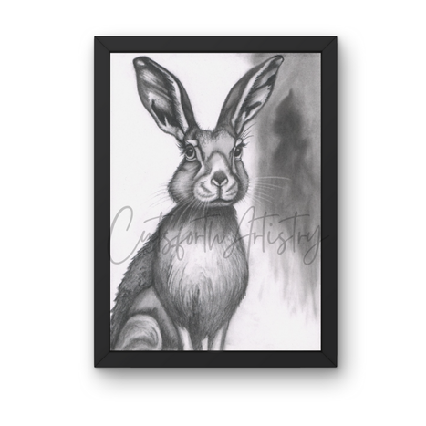 Detailed charcoal wildlife animal portrait drawing titled Whisker in the Wild