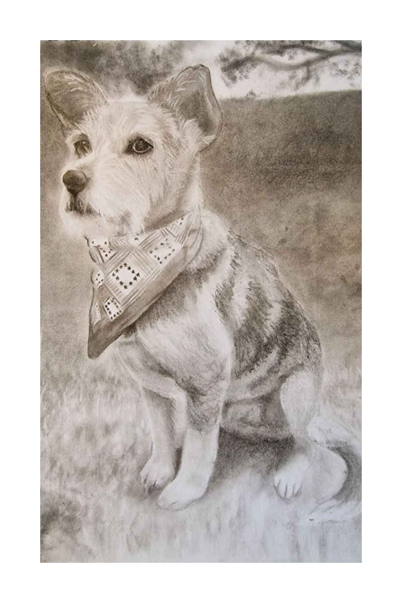 Monograph 10: Value Allocation and Subtractive Texturing in Heritage Portraiture private A5 commission study of a bandanaed companion. 